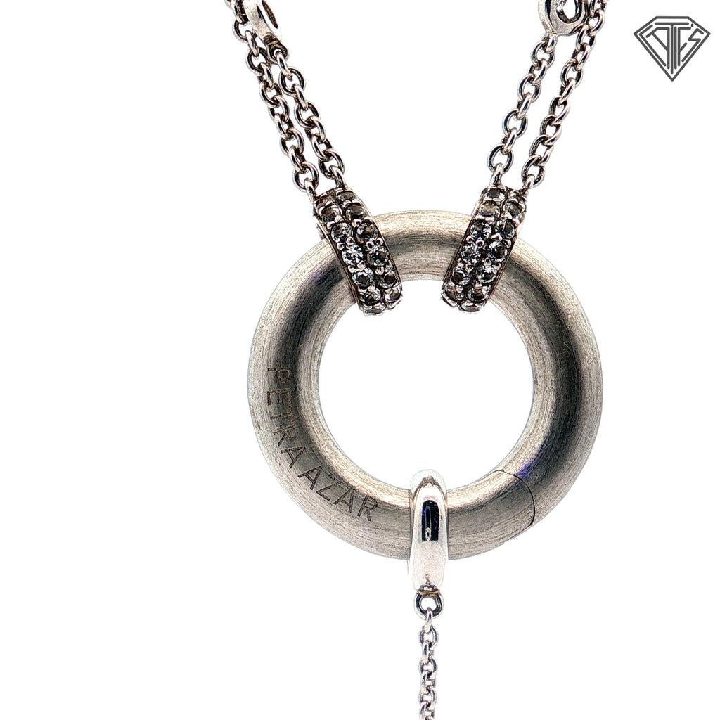 Silver (925) / Round Cubic Zirconium with Magnetic Clasp Circle of Love Necklace 18"inch Designed By Petra Azar