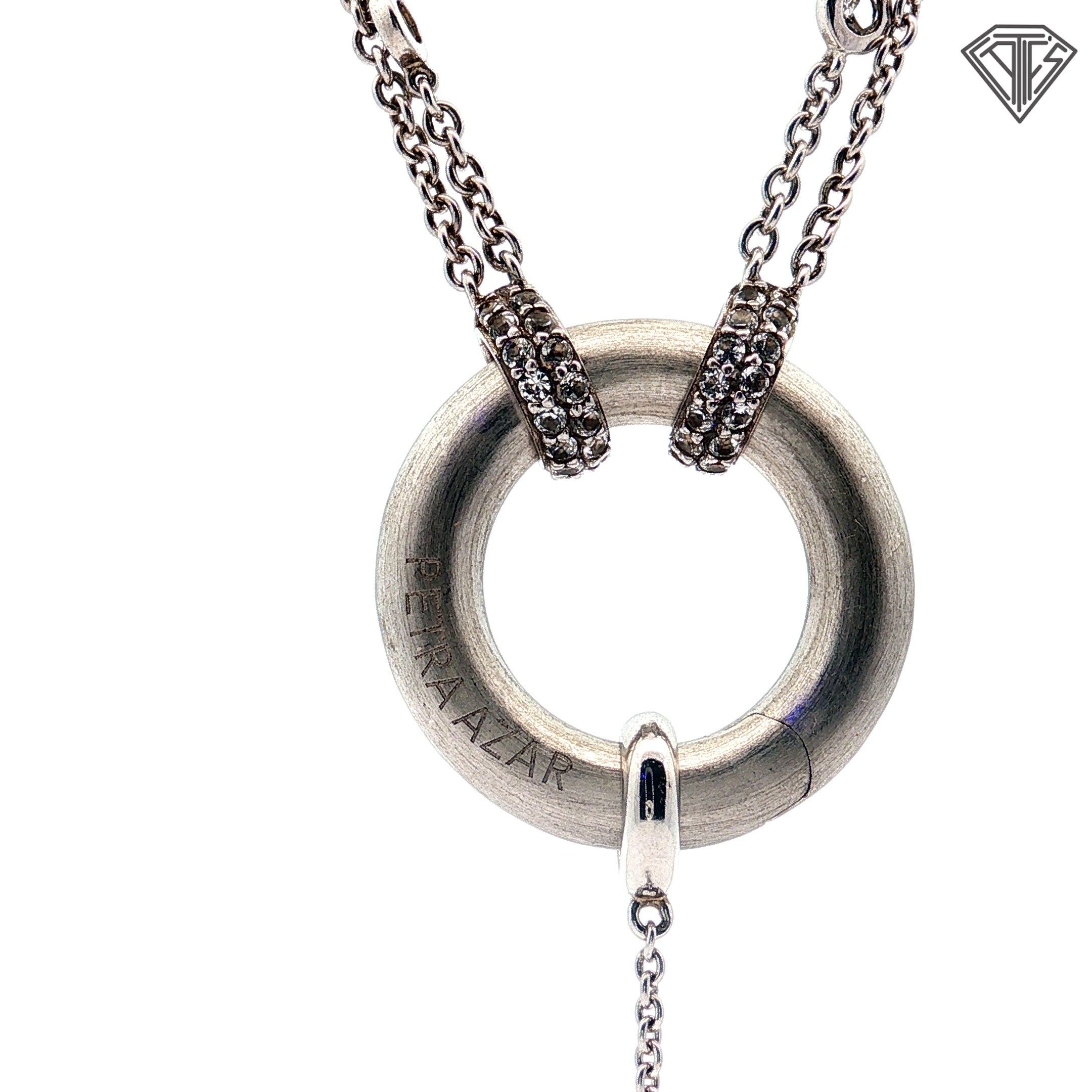 Silver (925) / Round Cubic Zirconium with Magnetic Clasp Circle of Love Necklace 18"inch Designed By Petra Azar