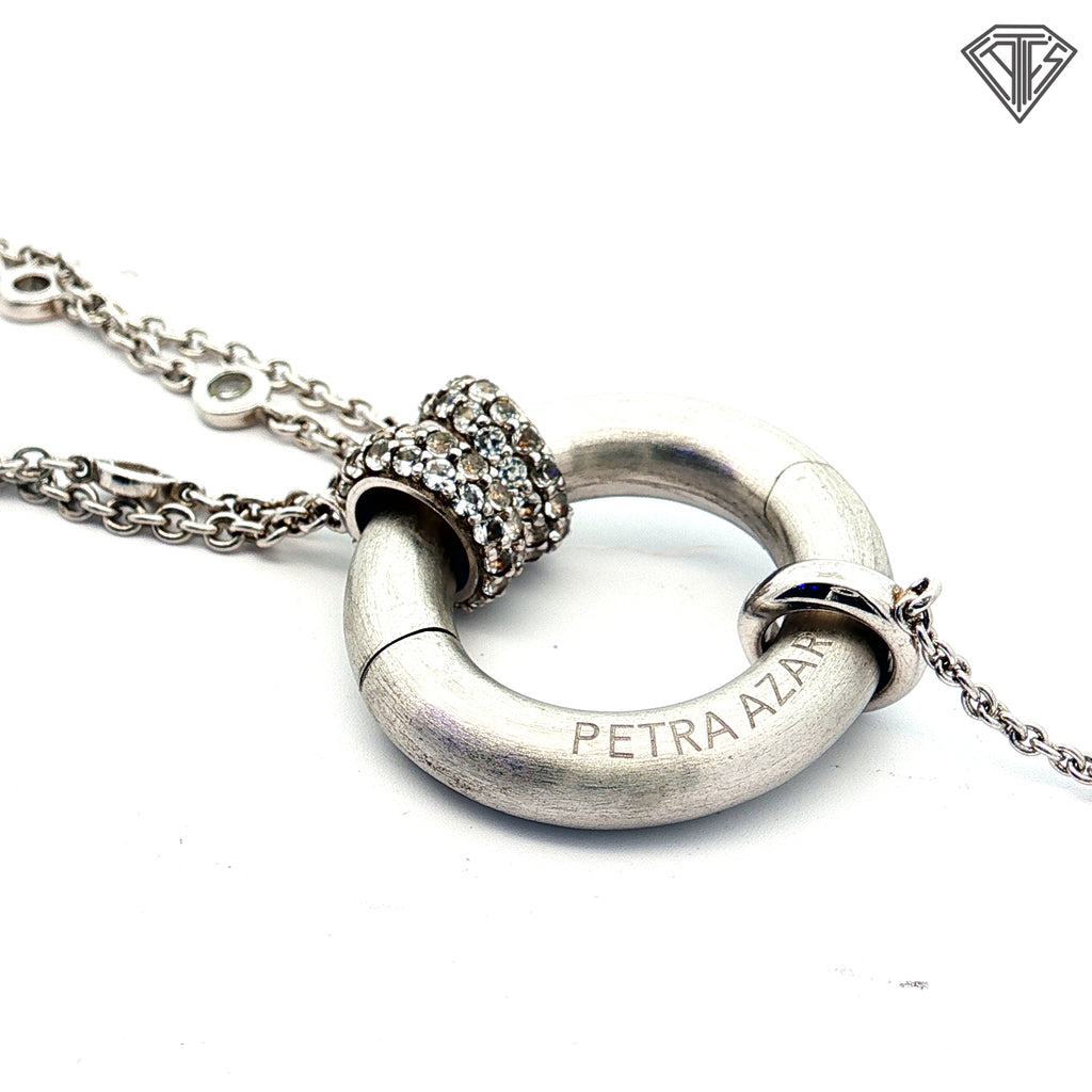 Silver (925) / Round Cubic Zirconium with Magnetic Clasp Circle of Love Necklace 18"inch Designed By Petra Azar