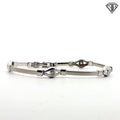 14k White Gold .20ct G SI2 Round Diamond Unisex Matte / Shiny Finish Evil Eye Bracelet
