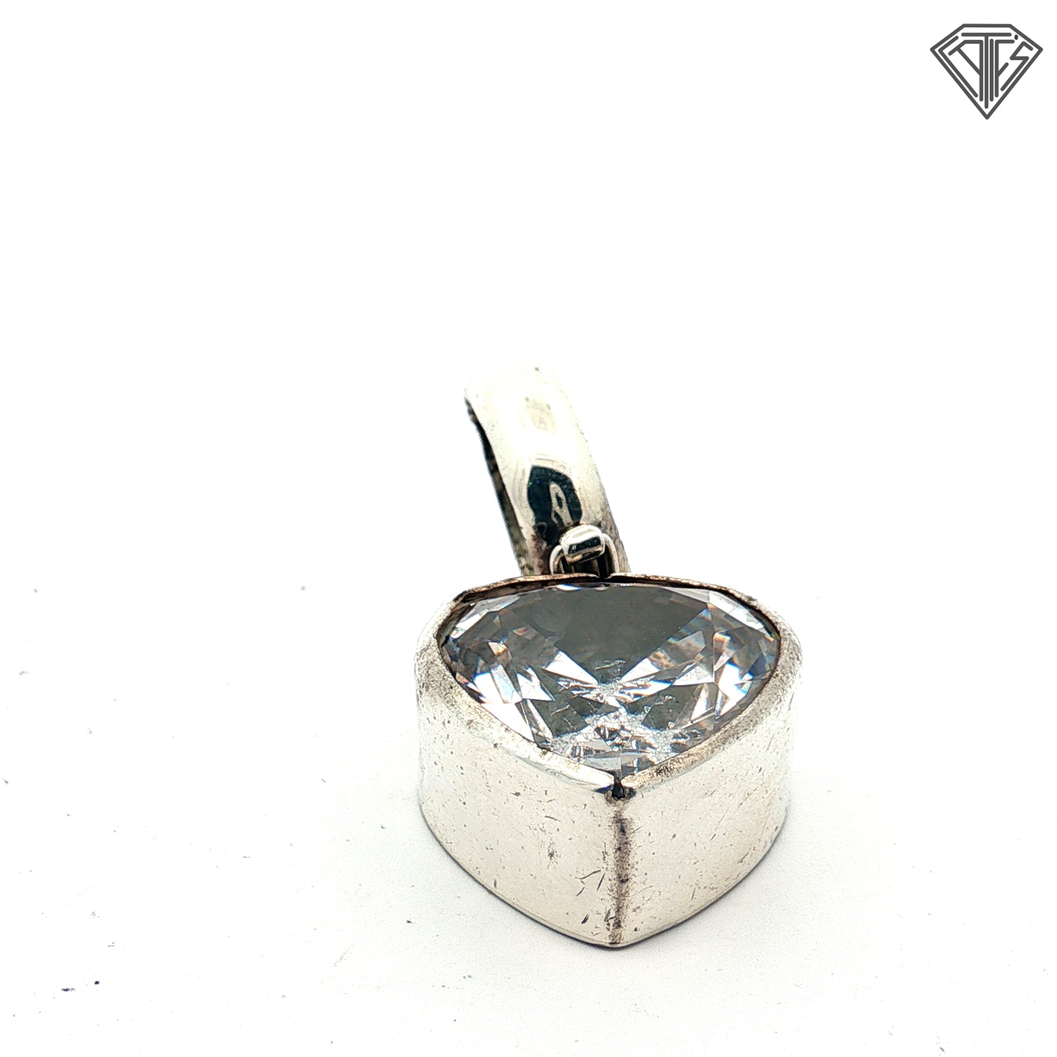 Pre-Loved Kalibre Hariene Silver Heart Shaped in a Bezel Set Cubic Zirconia Pendant