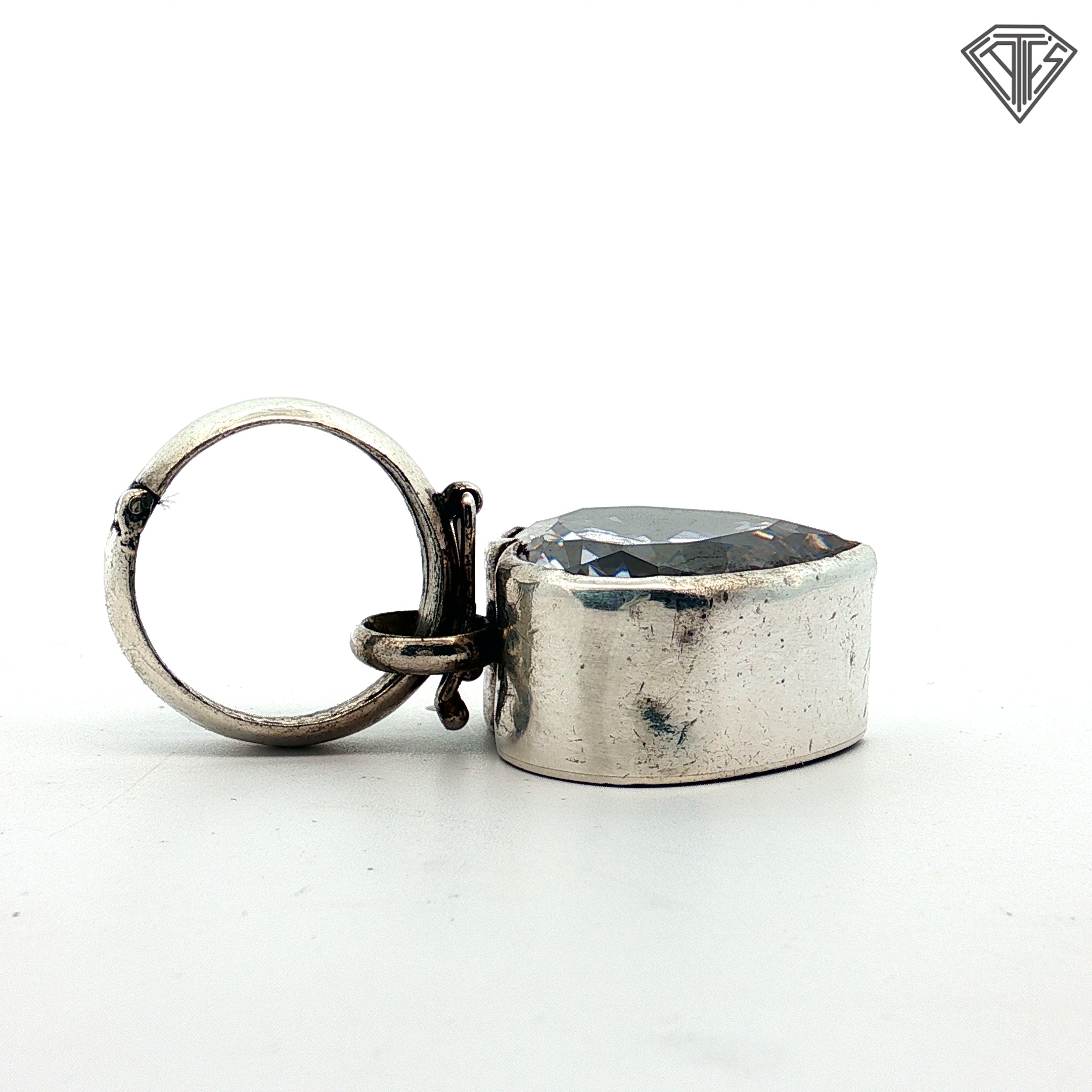 Pre-Loved Kalibre Hariene Silver Heart Shaped in a Bezel Set Cubic Zirconia Pendant