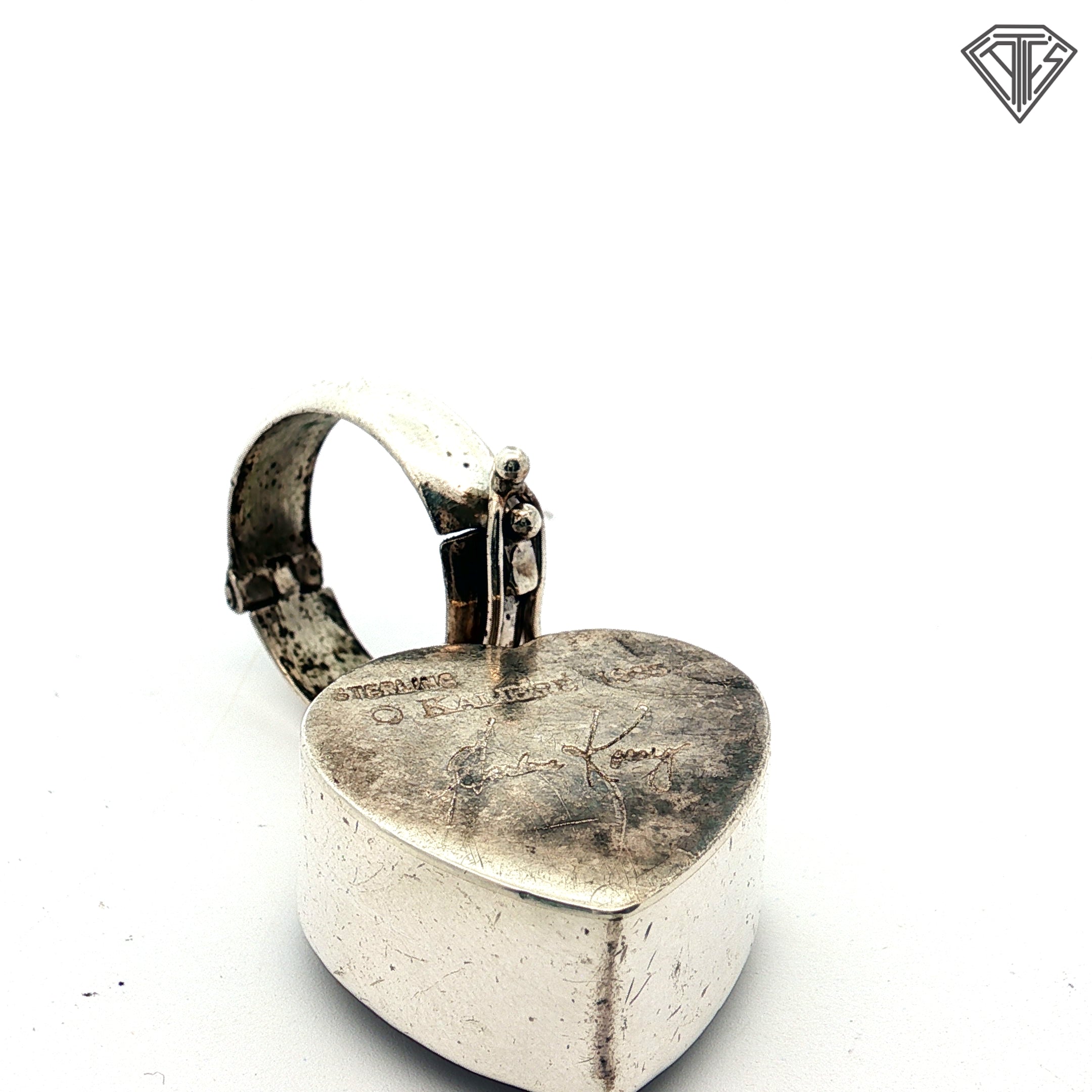 Pre-Loved Kalibre Hariene Silver Heart Shaped in a Bezel Set Cubic Zirconia Pendant