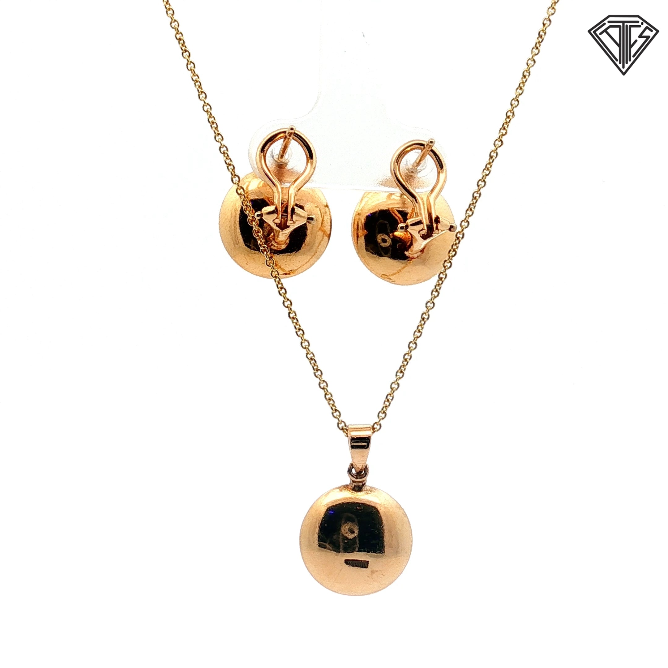 14k Yellow Gold Fresh Water White Pearl in a Shell Clip Back Earrings and Necklace Set 20"inch 2.2 gram