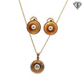 14k Yellow Gold Fresh Water White Pearl in a Shell Clip Back Earrings and Necklace Set 20"inch 2.2 gram