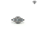 14k White Gold 1.50ct G VS2 Emerald Cut / Round Total Diamond Weight Double Halo Ring Size 7