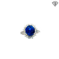 Platinum 3.50ct Oval Blue Sapphire/ .65ct G SI1 Round Diamond Ring Certified By GIA # 523841870  Size 5.5
