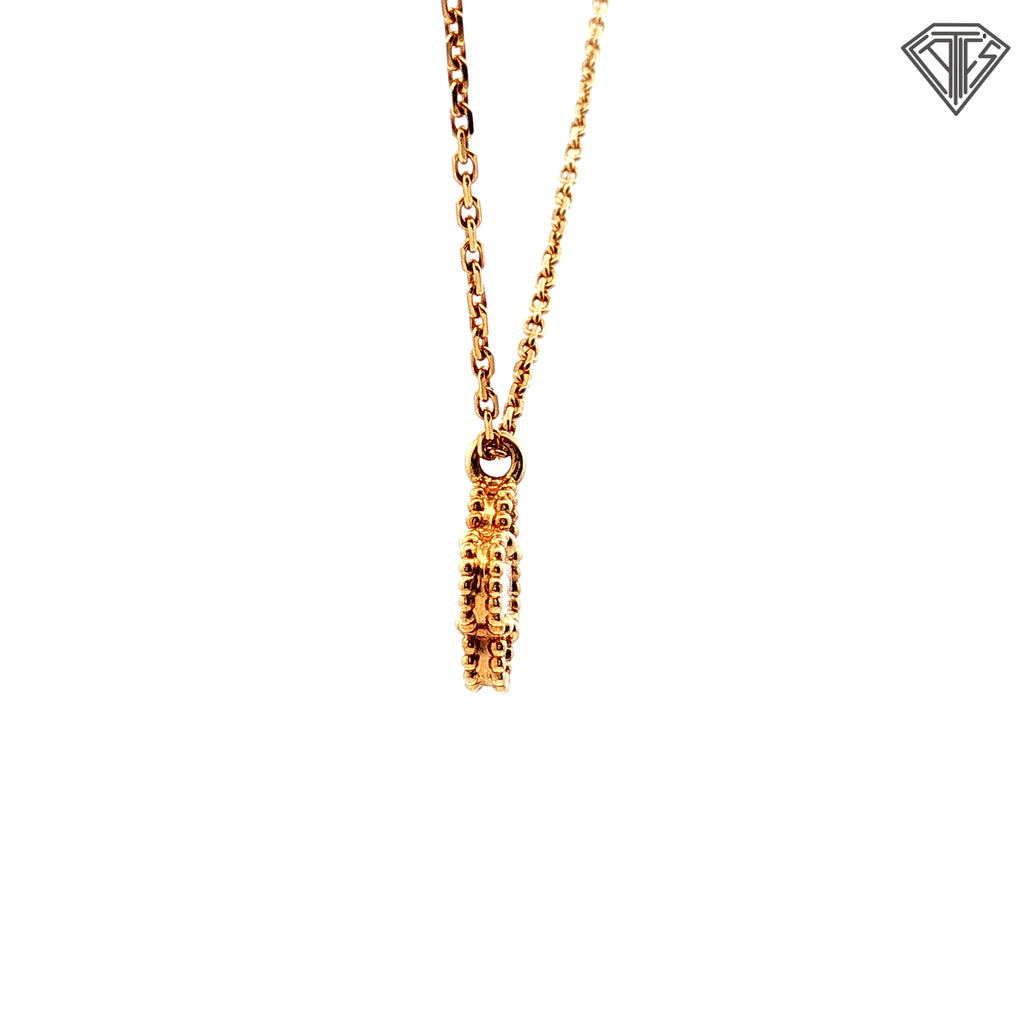 Pre-Loved 18k Yellow Gold Mother of Pearl Van Cleef & Arpeis Sweet Alhambra Pendant Necklace  15-16" inch / with Box and Paper