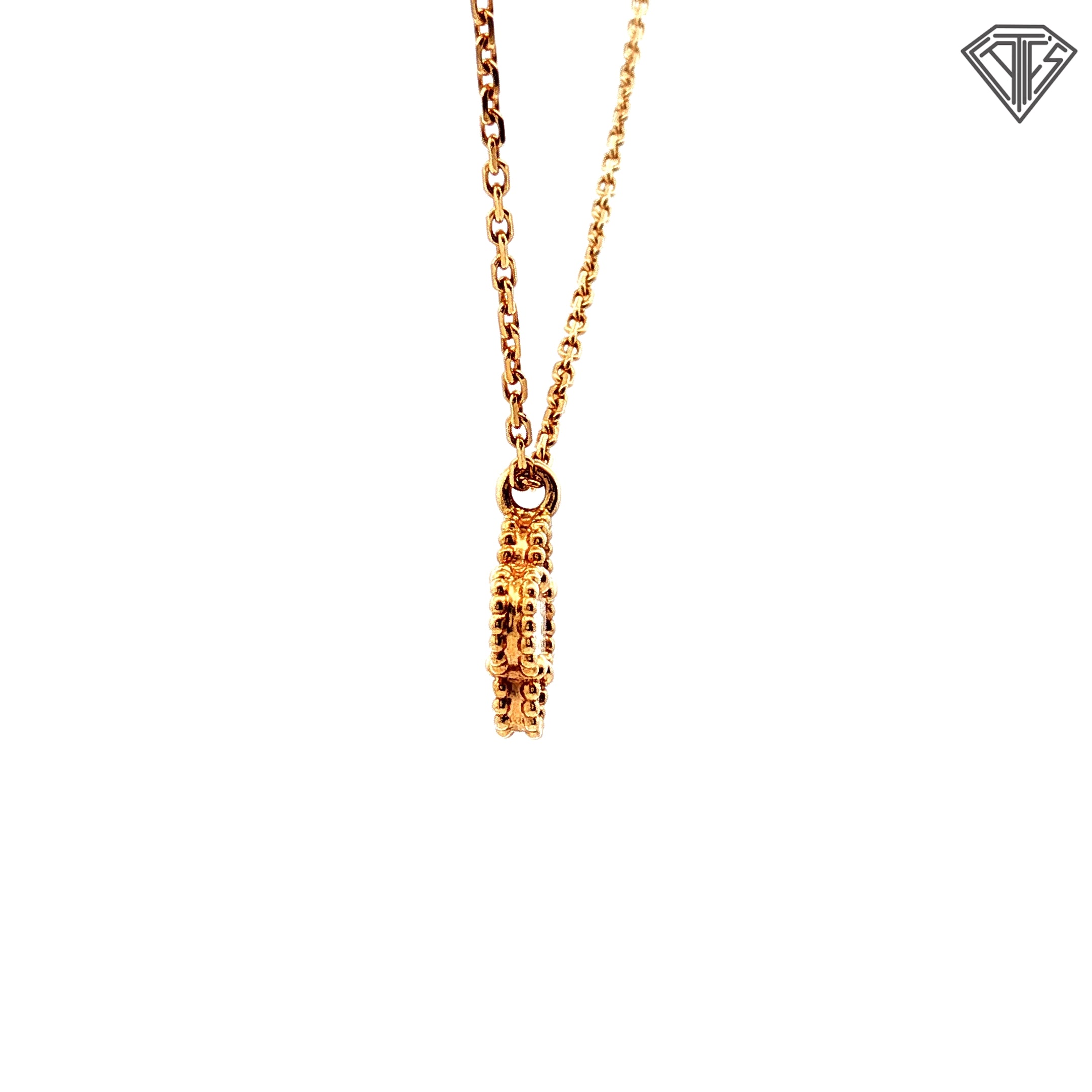 Pre-Loved 18k Yellow Gold Mother of Pearl Van Cleef & Arpeis Sweet Alhambra Pendant Necklace  15-16" inch / with Box and Paper