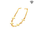 14k Yellow Gold Rope Chain Cross with Circle Connecter Bracelet 7"inch 0.9 gram