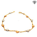 14k Tri-Color Diamond Cut Heart Bracelet 7"inch 1.7 gram