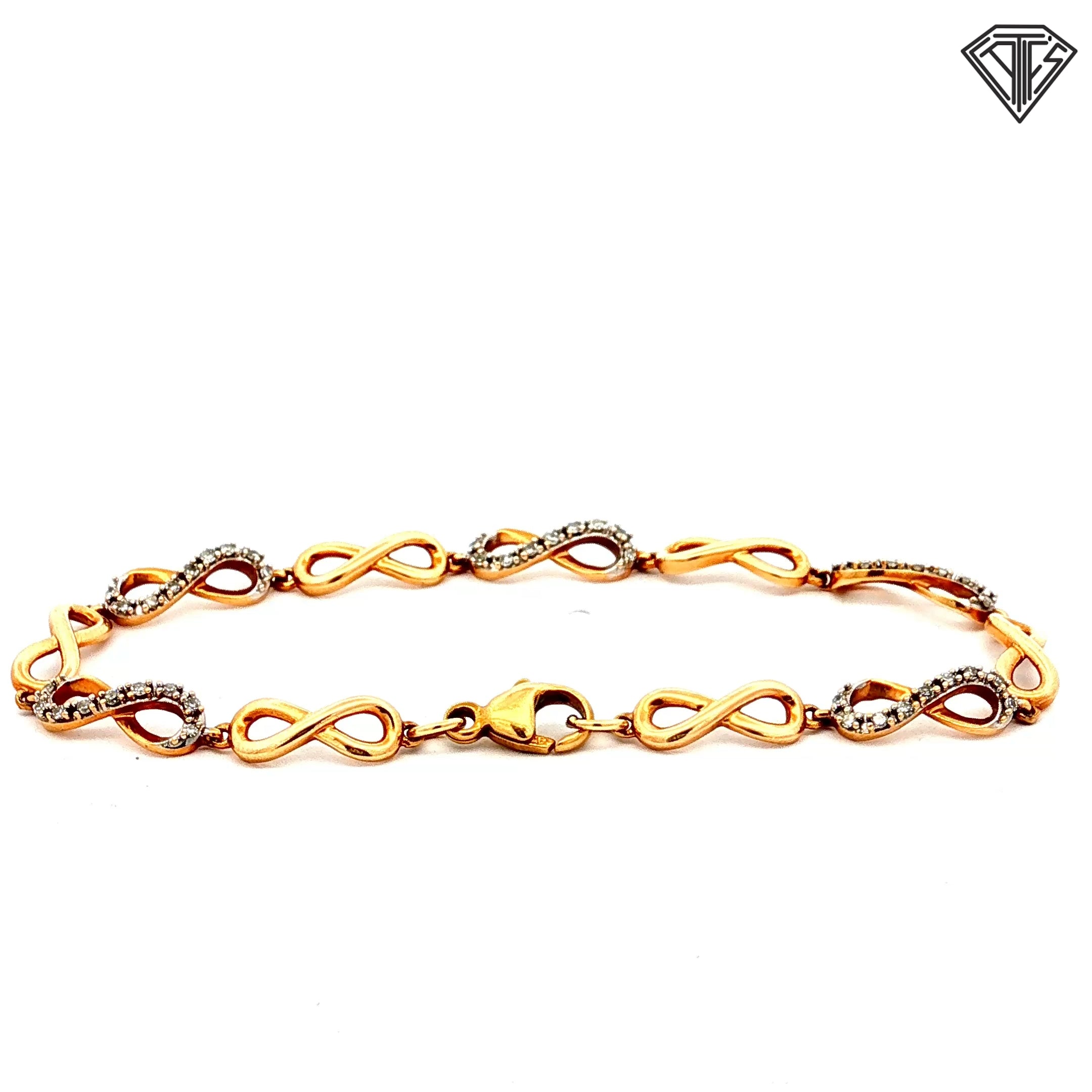 10k Two Tone Pave set in Round Cubic Zirconium Stone Infinity Baby Bracelet 6"inch 4.1 gram