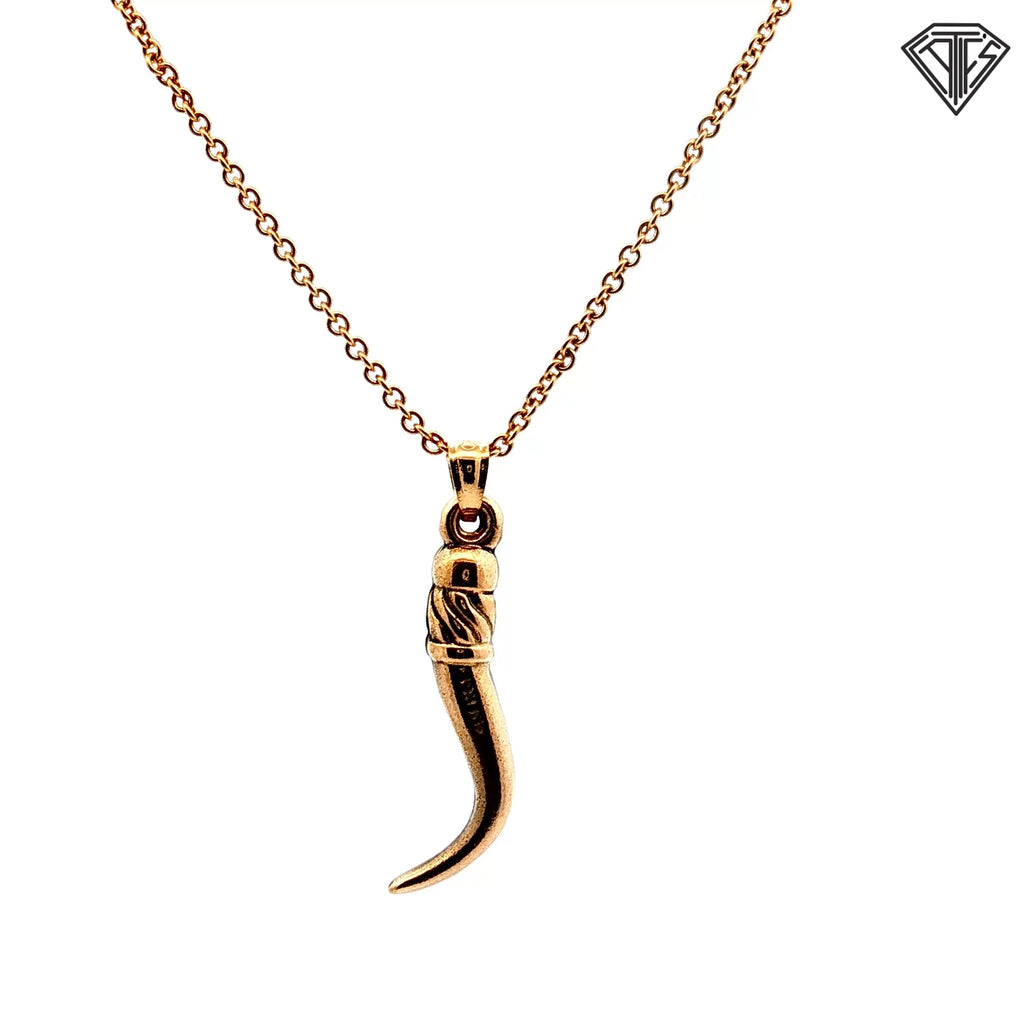 14k Yellow Gold Italian Horn Pendant 16"inch 4.1 gram