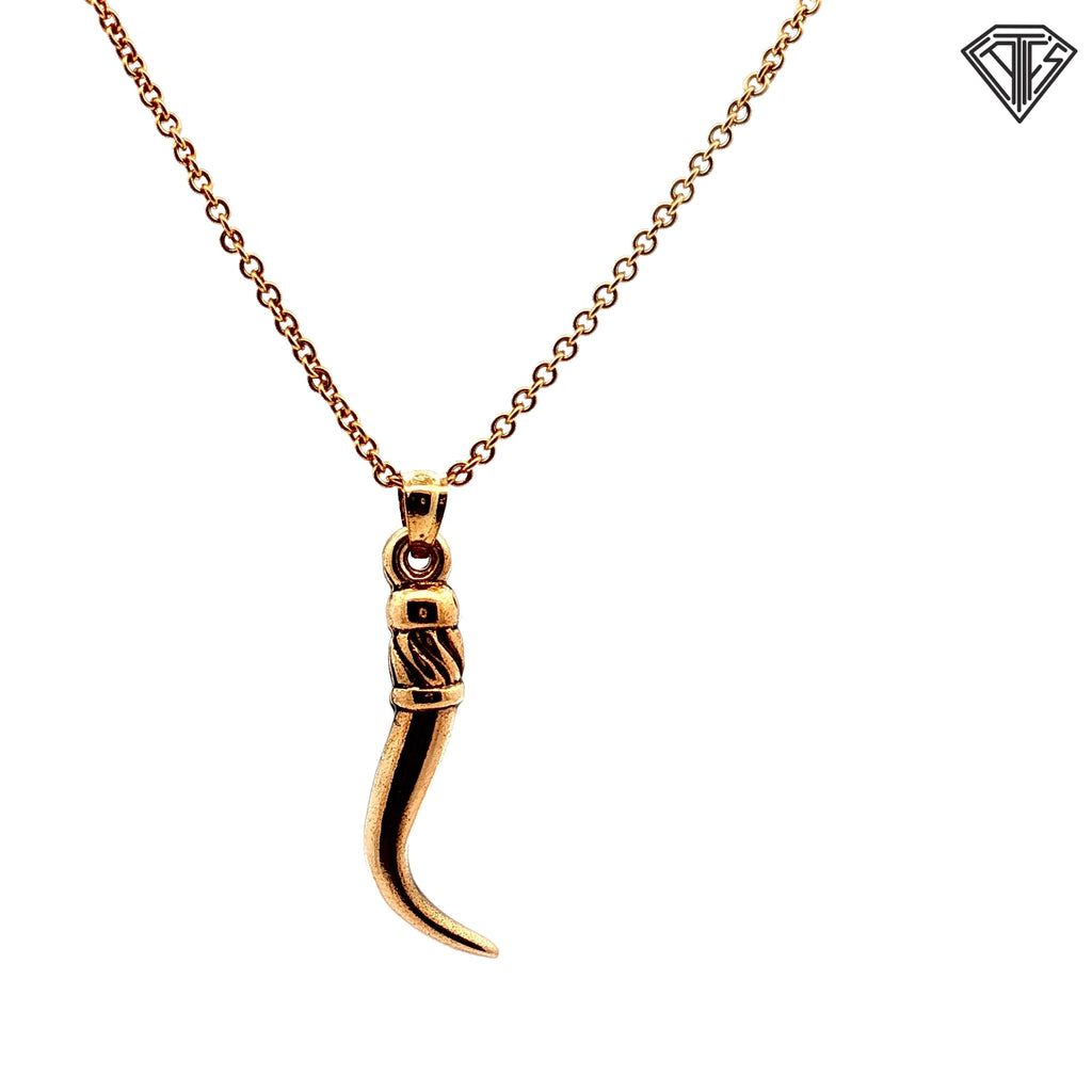 14k Yellow Gold Italian Horn Pendant 16"inch 4.1 gram