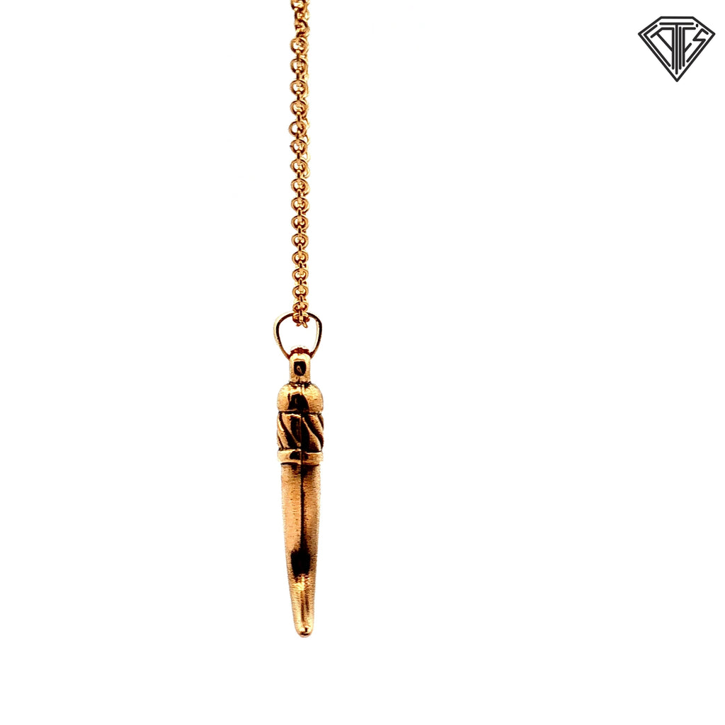 14k Yellow Gold Italian Horn Pendant 16"inch 4.1 gram