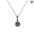 14k White Gold .75ct F SI1 Round Diamond Cluster Pendant 18"inch
