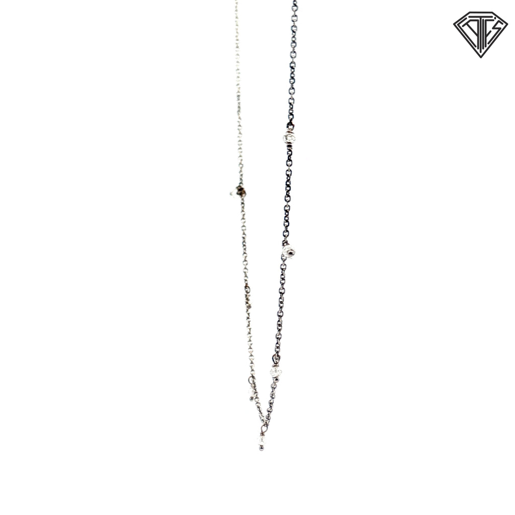 14k White Gold .25ct G SI1 Round Rough Diamond Stackable Necklace 16"inch