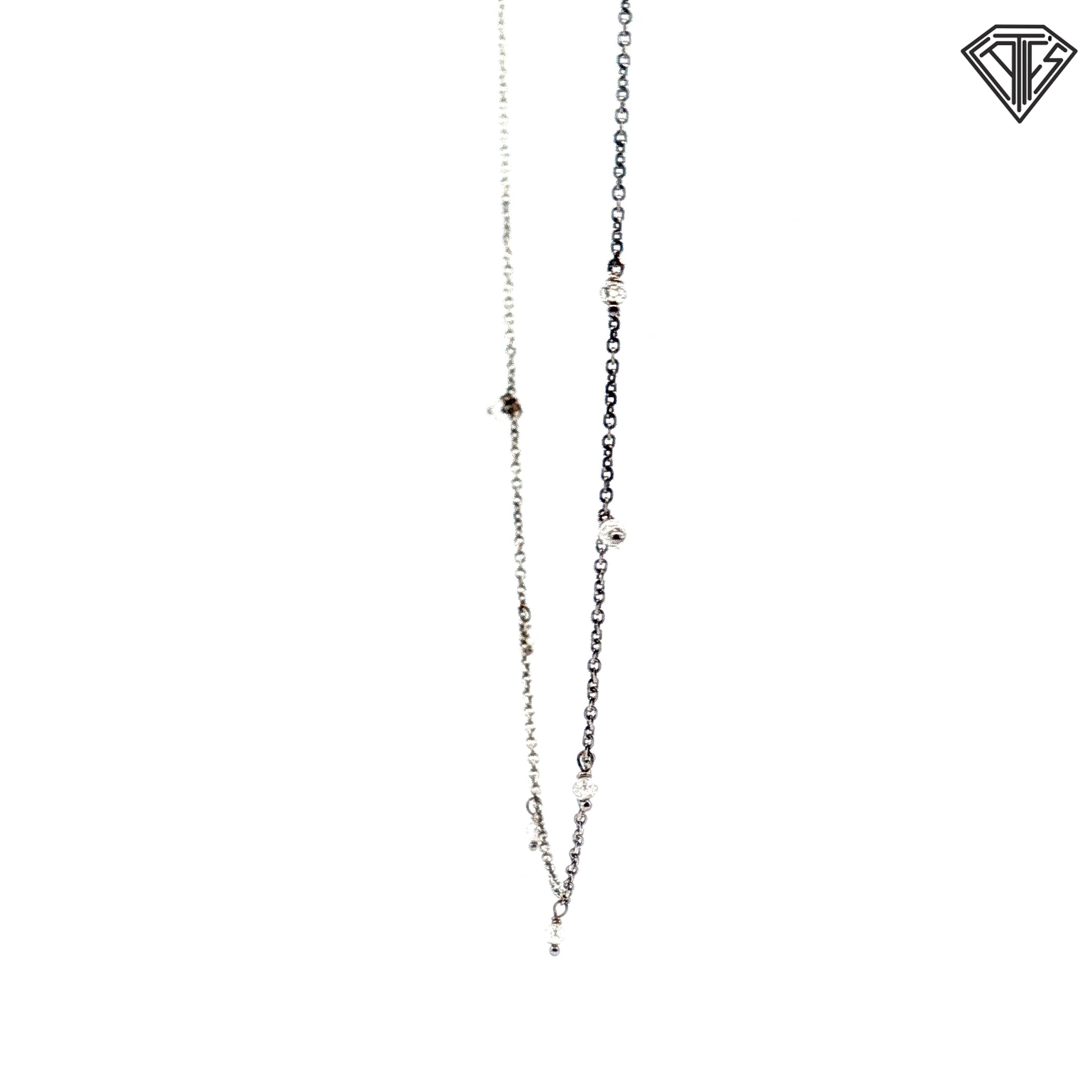 14k White Gold .25ct G SI1 Round Rough Diamond Stackable Necklace 16"inch