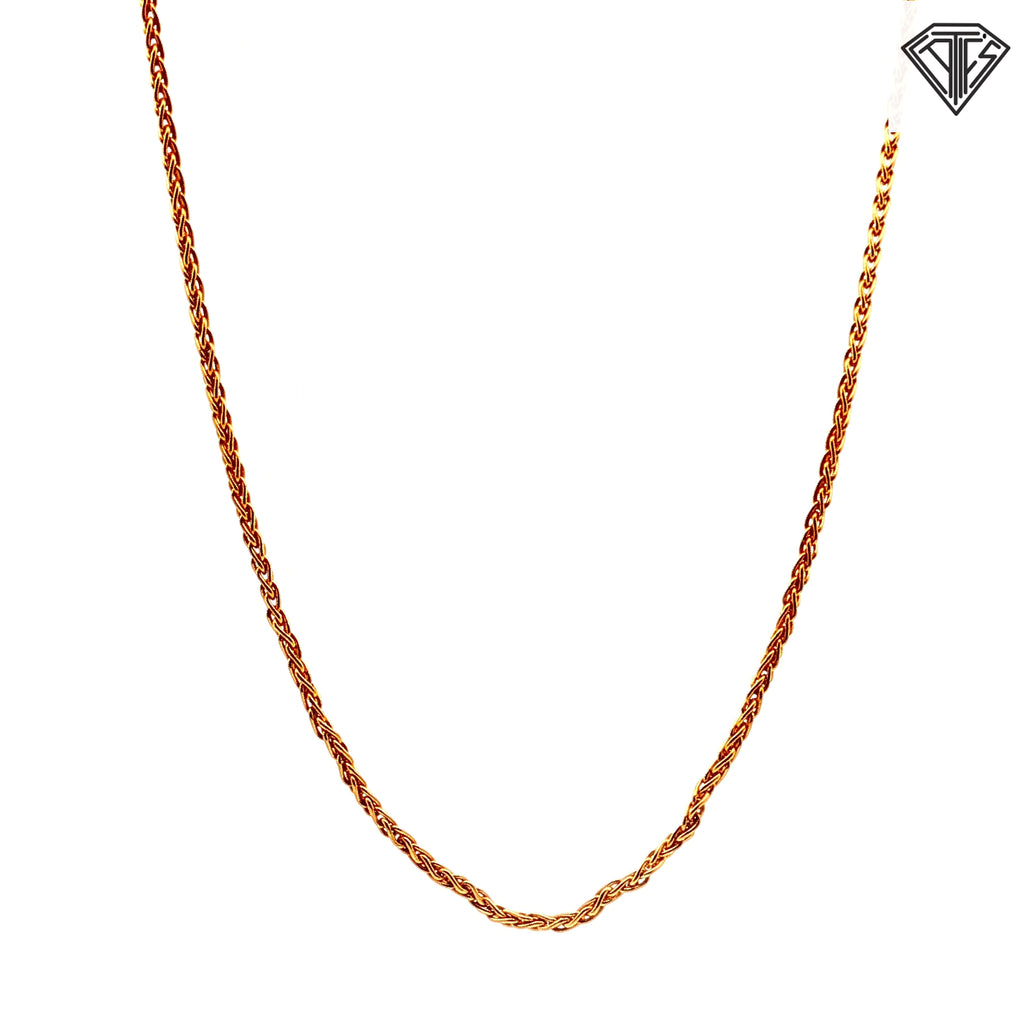 14k Yellow Gold Wheat Necklace 5.0 gram 1.45mm 18"inch