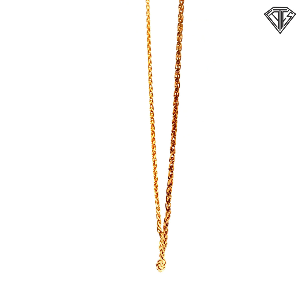 14k Yellow Gold Wheat Necklace 5.0 gram 1.45mm 18"inch