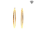 14k Yellow Gold Diamond Cut Oval Hoop 3.3gram 2.39mm