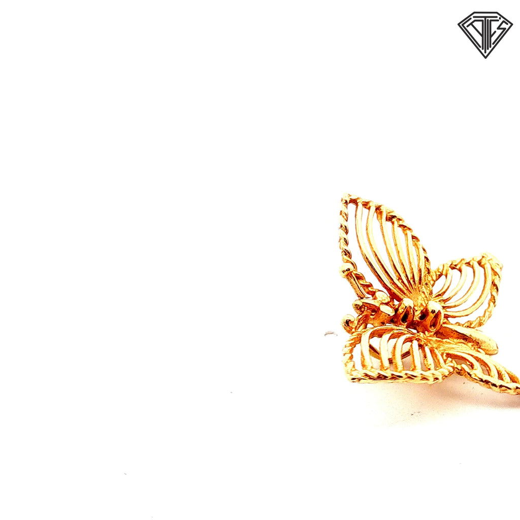 14k Yellow Gold Butterfly Pendant 4.00gram