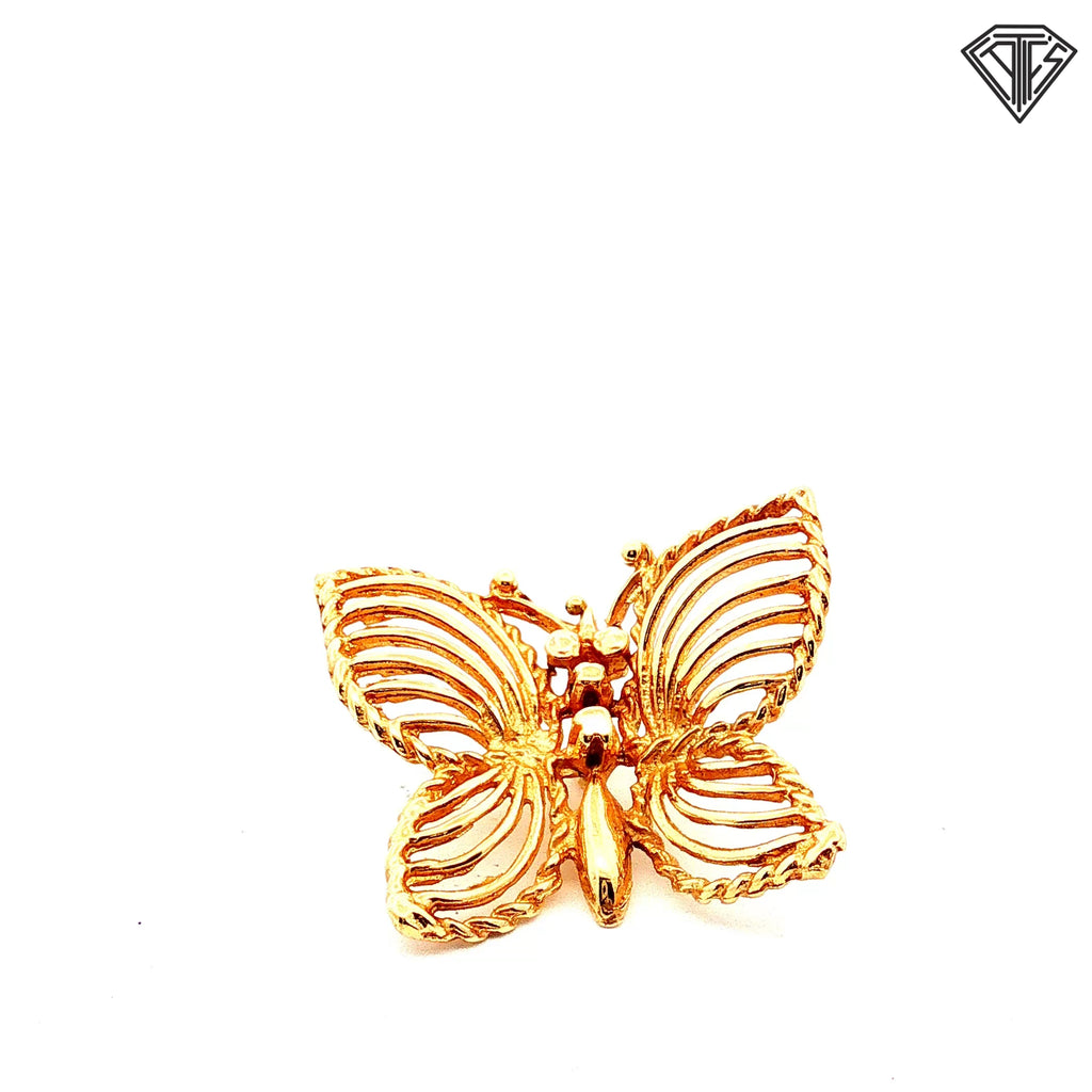 14k Yellow Gold Butterfly Pendant 4.00gram