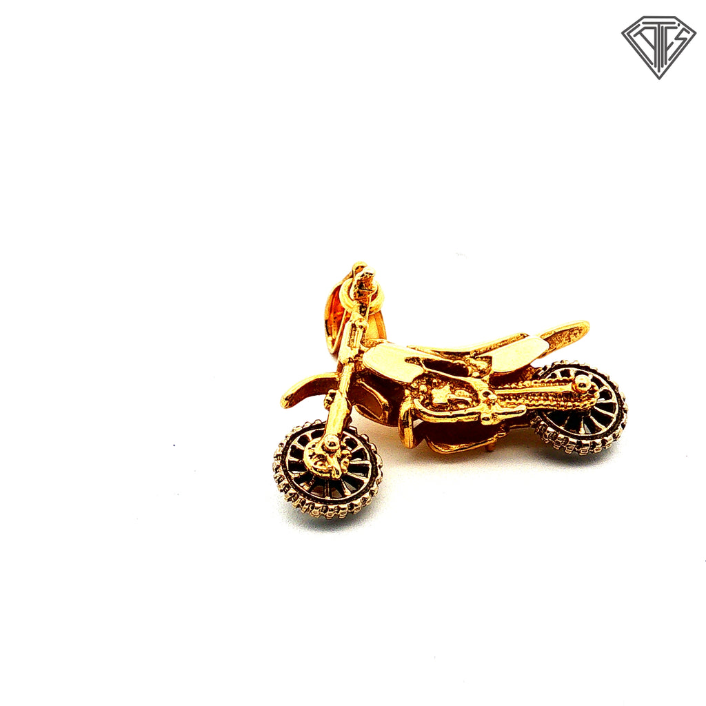 14k Two Tone Dirt Bike Pendant 5.8gram 1"inch