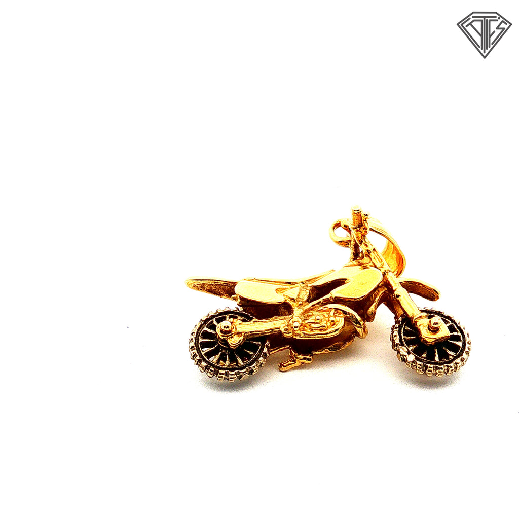 14k Two Tone Dirt Bike Pendant 5.8gram 1"inch
