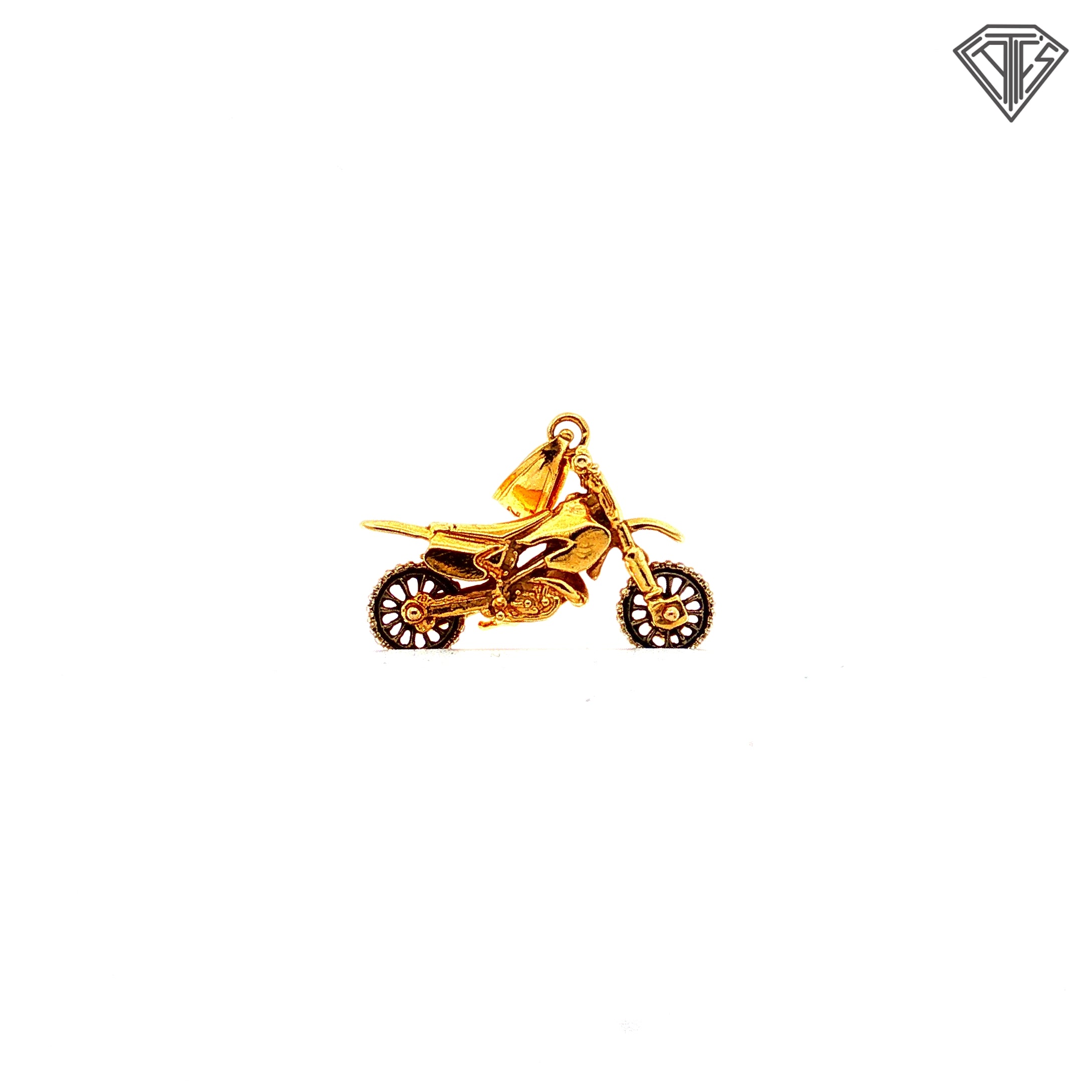 14k Two Tone Dirt Bike Pendant 5.8gram 1"inch