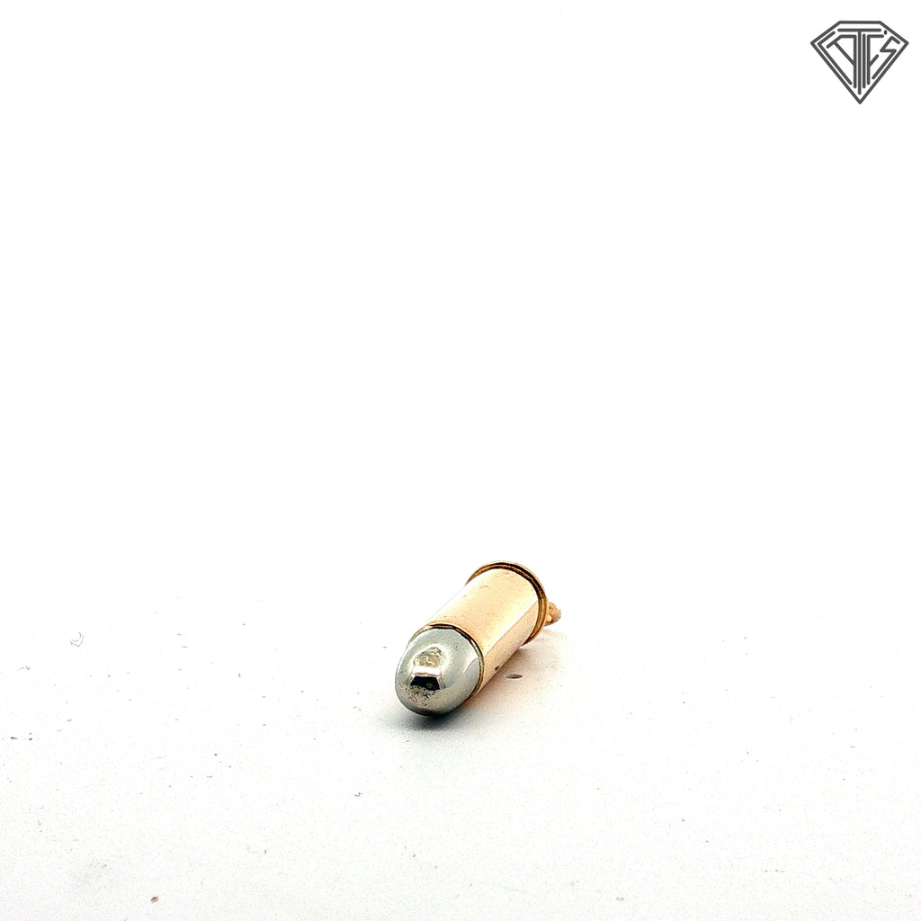 18k Two Tone Bullet Pendant 3.8 gram 1"inch