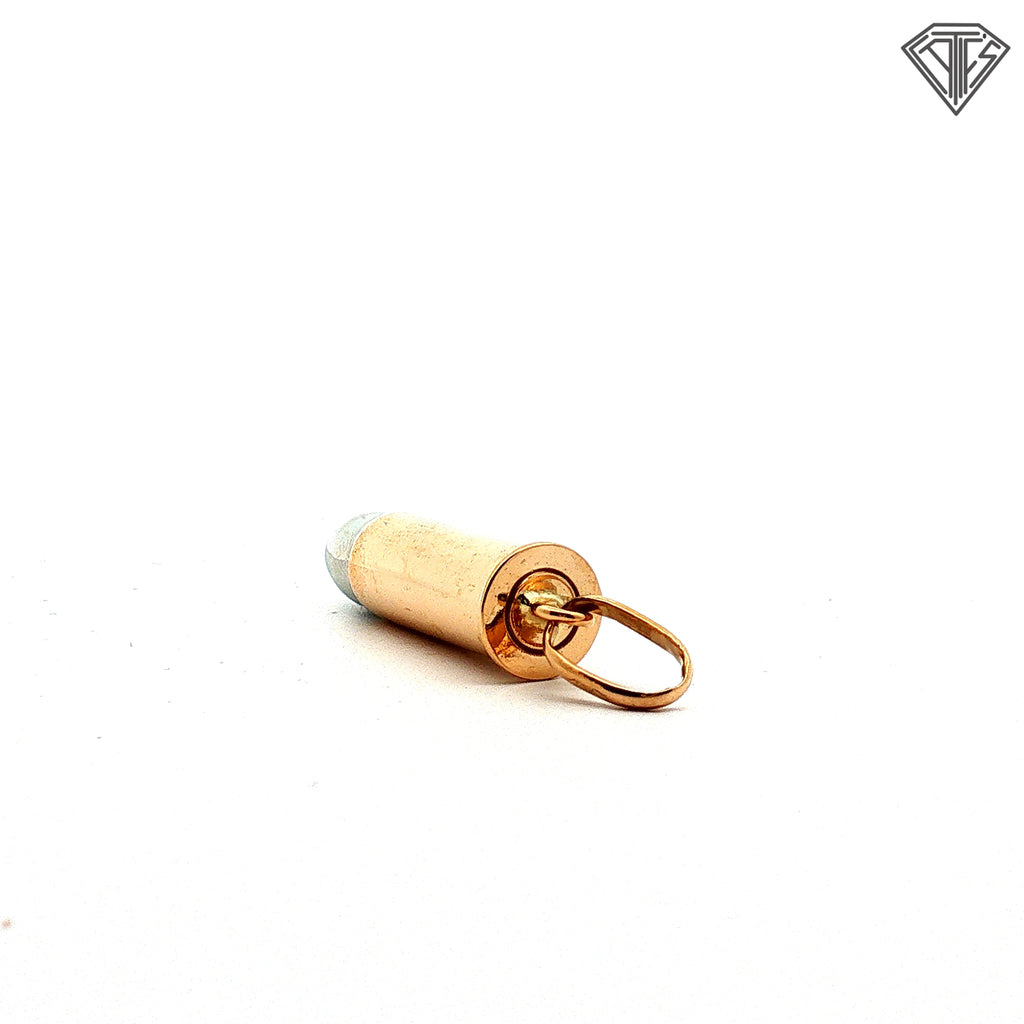 18k Two Tone Bullet Pendant 3.8 gram 1"inch