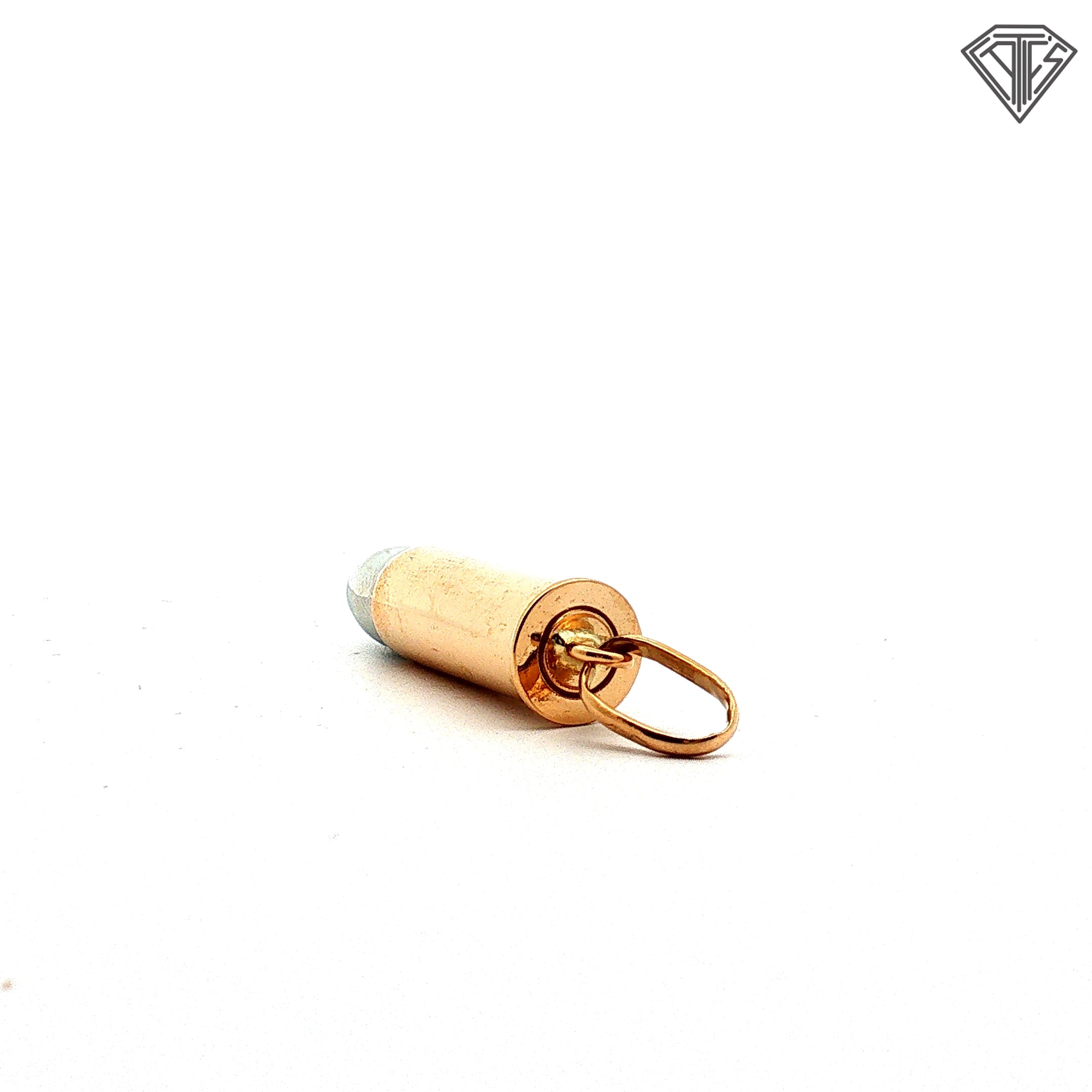18k Two Tone Bullet Pendant 3.8 gram 1"inch