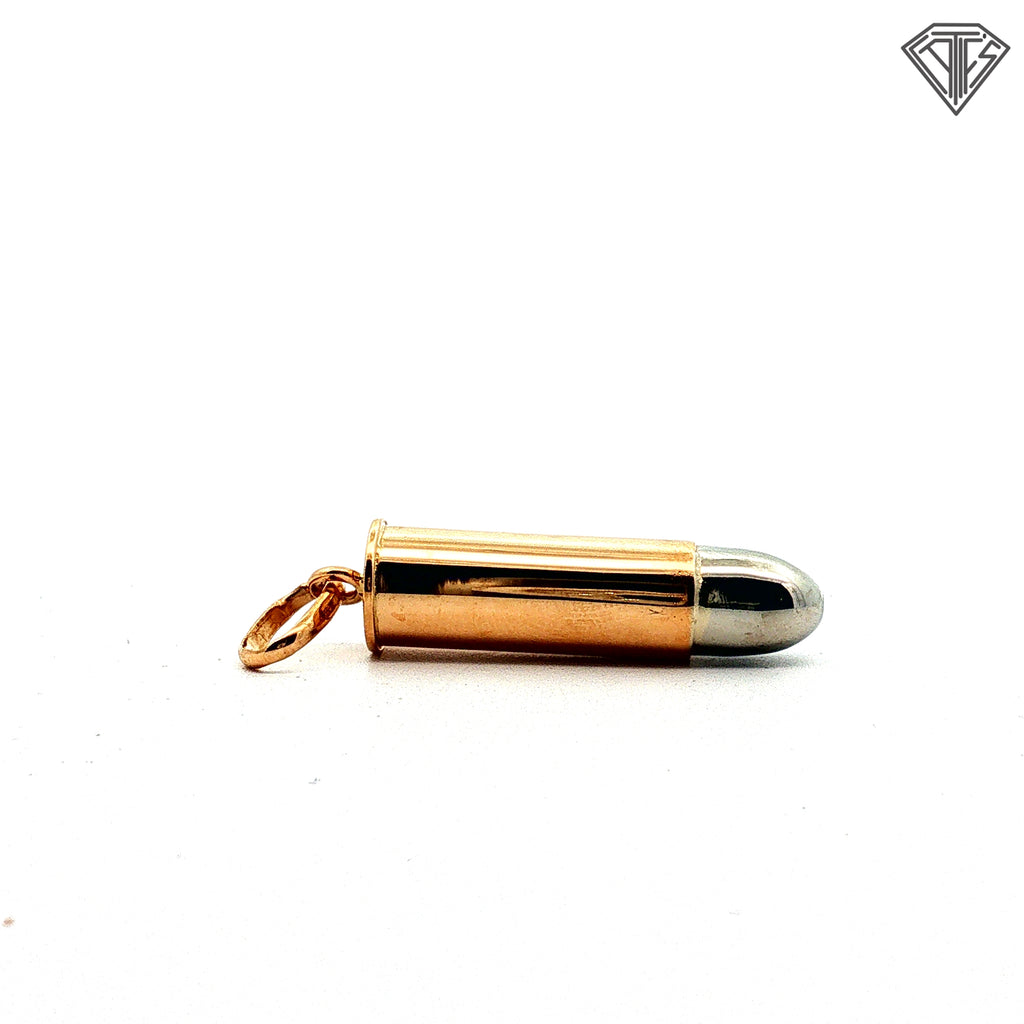 18k Two Tone Bullet Pendant 3.8 gram 1"inch