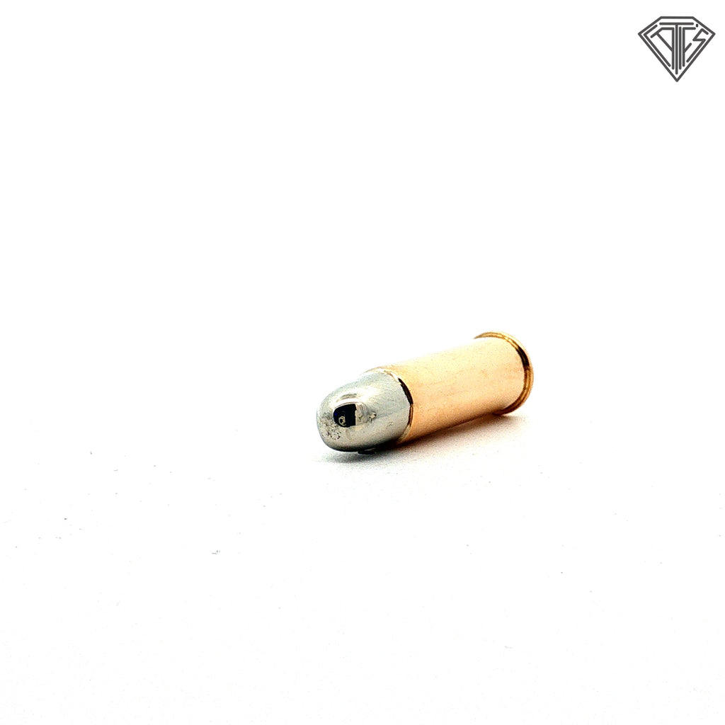 18k Two Tone Bullet Pendant 3.8 gram 1"inch