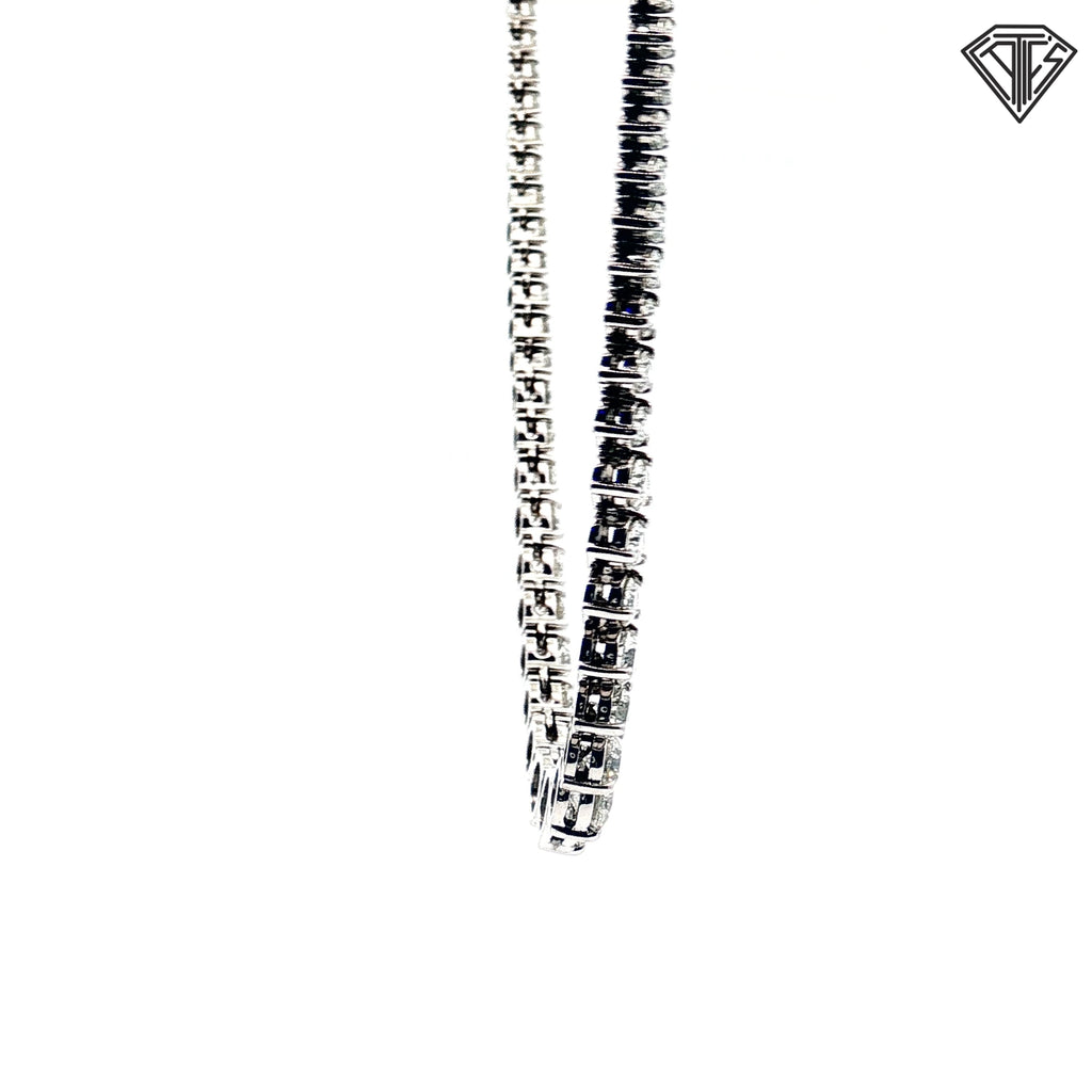 14k White Gold 10.00ct G SI2 / I1 Round Diamond Riviera Necklace 16" inch