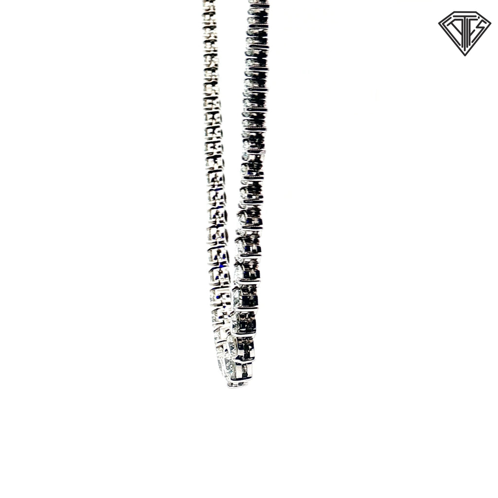 14k White Gold 10.00ct G SI2 / I1 Round Diamond Riviera Necklace 16" inch