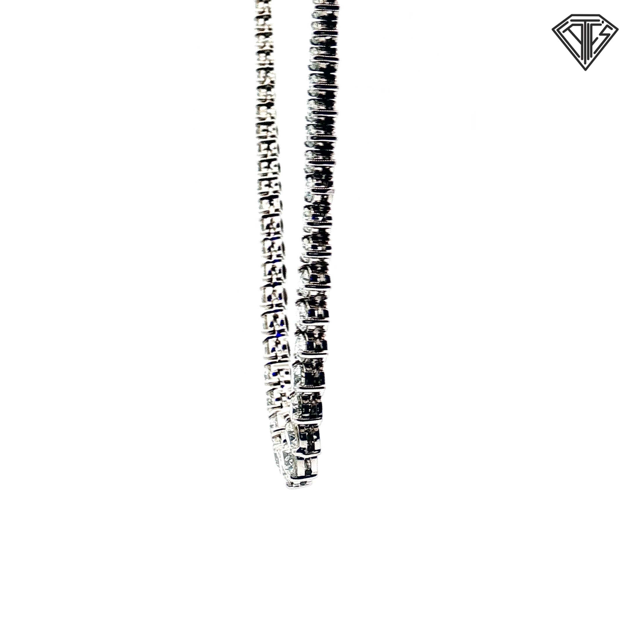 14k White Gold 10.00ct G SI2 / I1 Round Diamond Riviera Necklace 16" inch