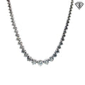14k White Gold 10.00ct G SI2 / I1 Round Diamond Riviera Necklace 16" inch