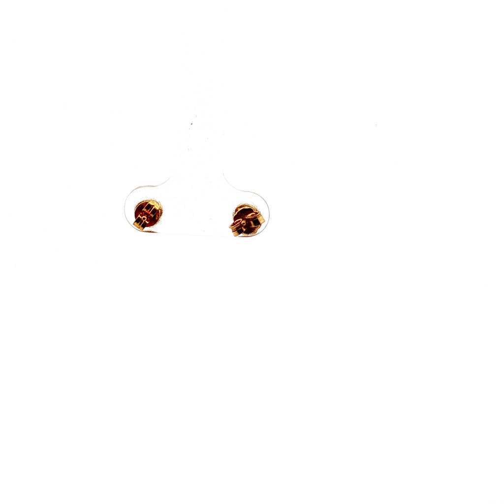 18k Yellow Gold Round Cubic Zirconium Flower Baby Stud Earrings