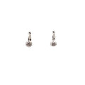18k White Gold Round Cubic Zirconium Flower Cluster Baby Hoops 1.1 gram