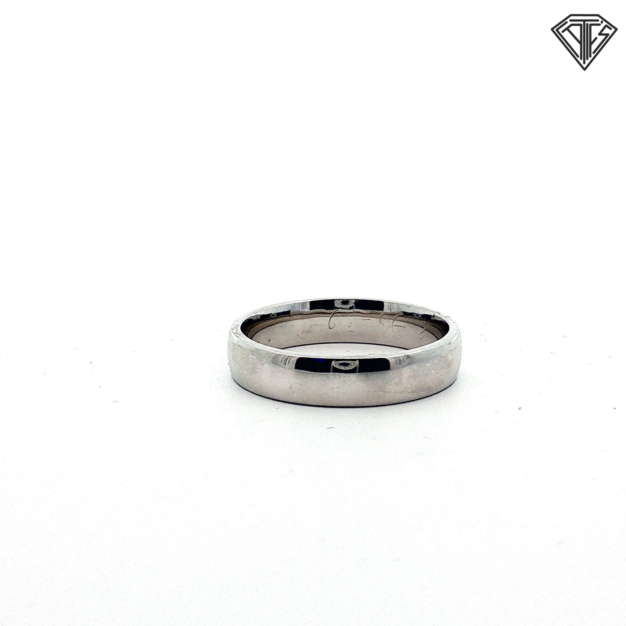 14k White Gold European Comfort-Fit Wedding Band 5.2 gram Size 10