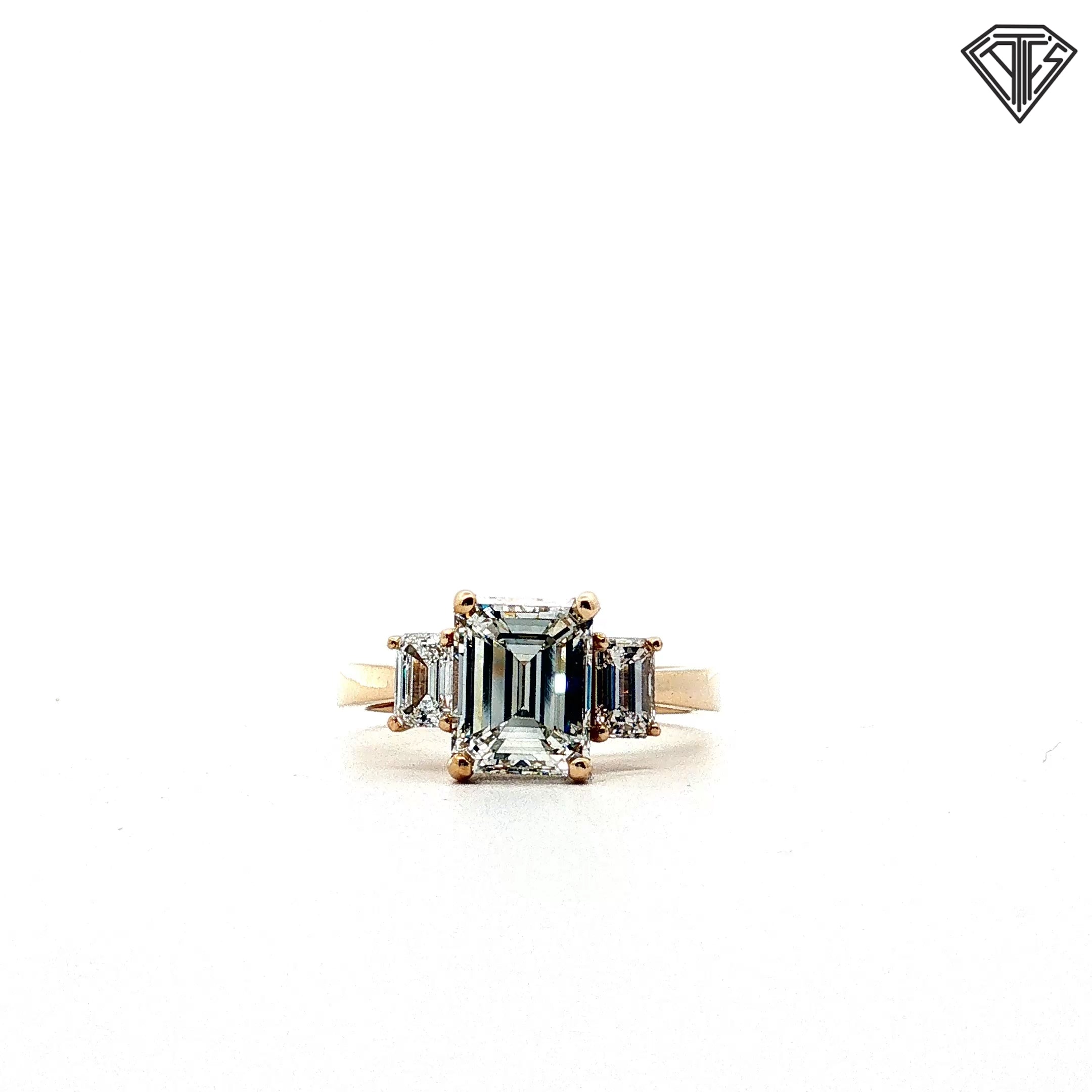 14k Yellow Gold 1.87ct G VS2 Emerald Cut/ .60ct G VS2 Emerald Cut Engagement Ring Size 7 Certified By GIA # 2245004137