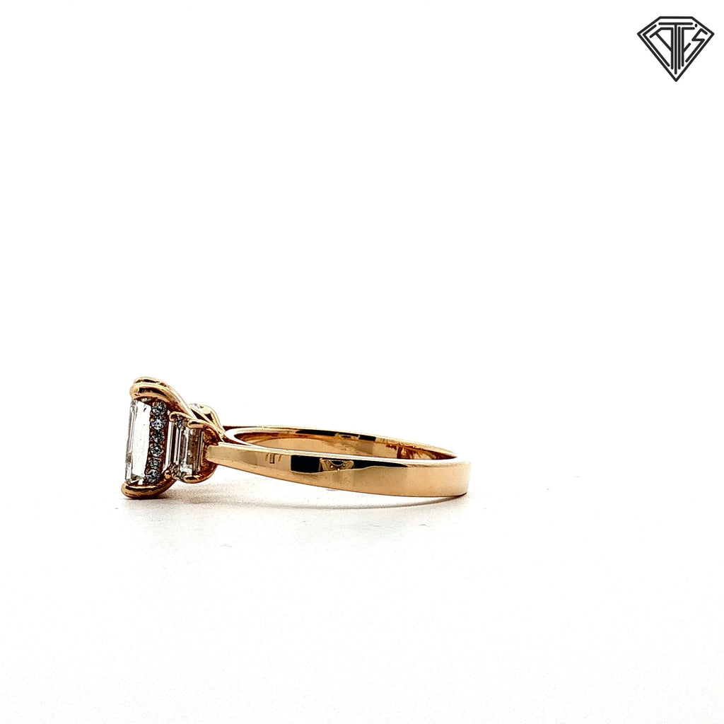 14k Yellow Gold 1.87ct G VS2 Emerald Cut/ .60ct G VS2 Emerald Cut Engagement Ring Size 7 Certified By GIA # 2245004137