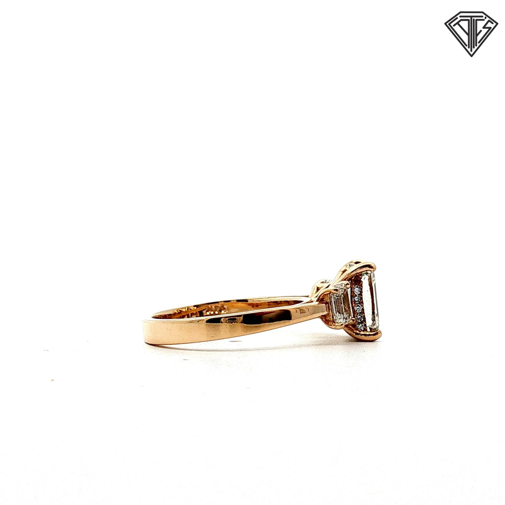 14k Yellow Gold 1.87ct G VS2 Emerald Cut/ .60ct G VS2 Emerald Cut Engagement Ring Size 7 Certified By GIA # 2245004137