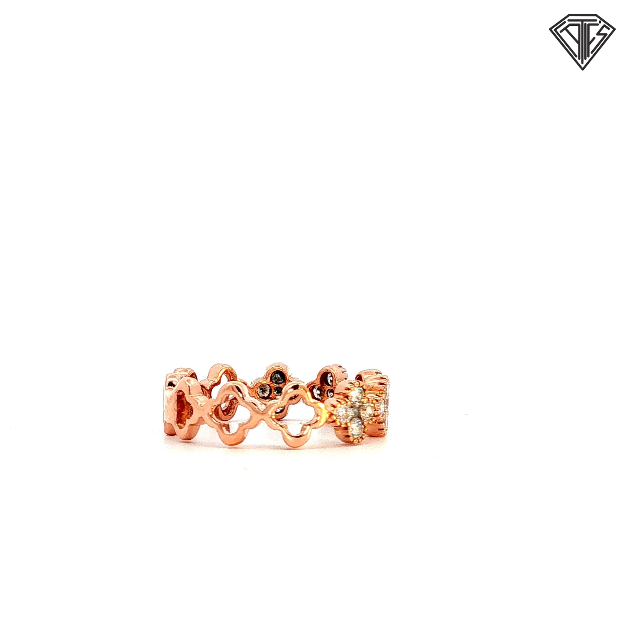 18k Rose Gold .50ct F VS2 Round Diamond Clover Multigrain Ring Size 6