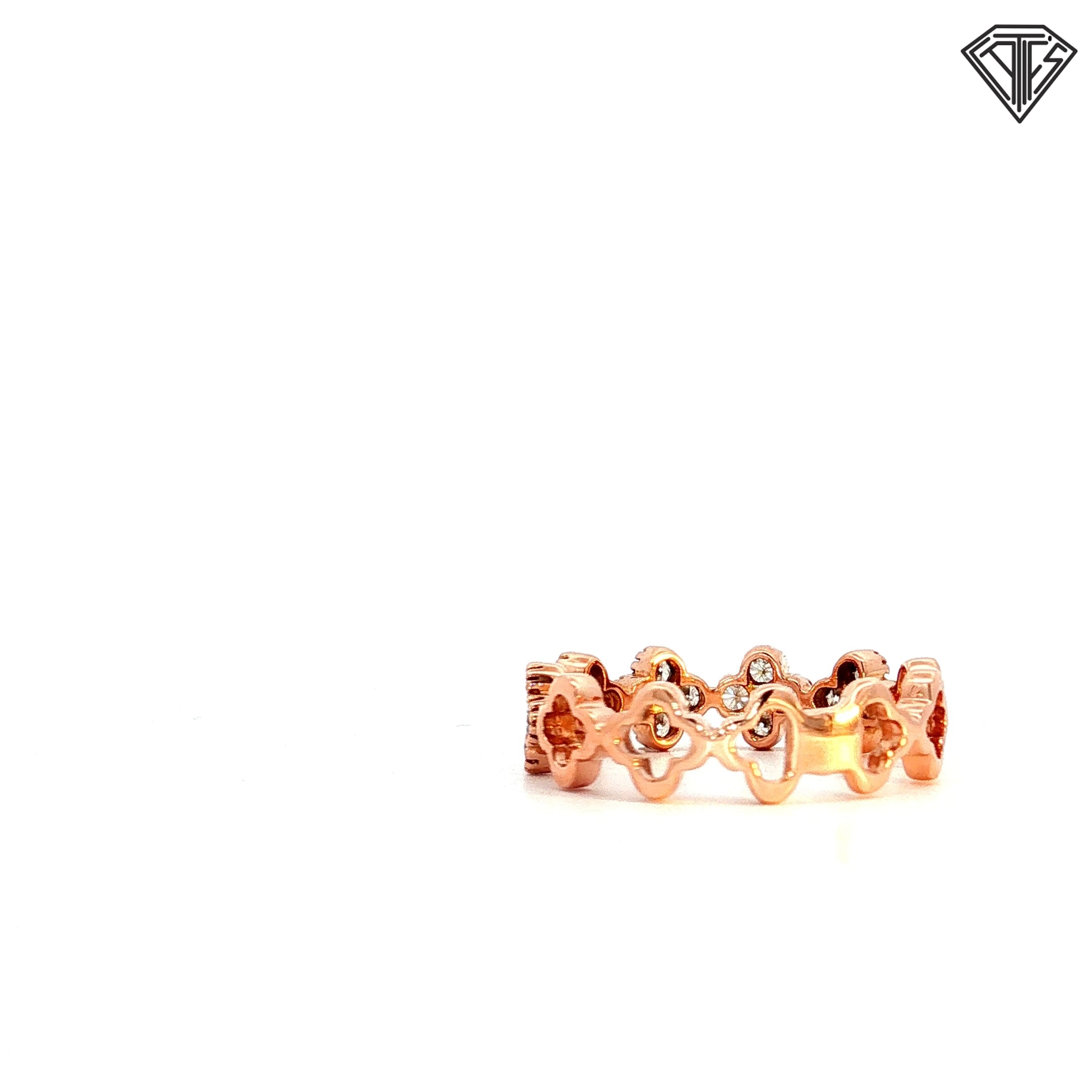 18k Rose Gold .50ct F VS2 Round Diamond Clover Multigrain Ring Size 6