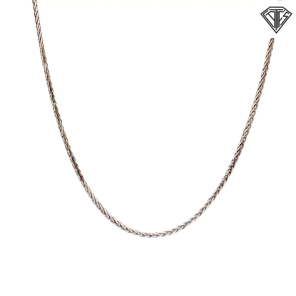 14k White Gold Diamond-Cut Spiga 18"inch 3.4 gram