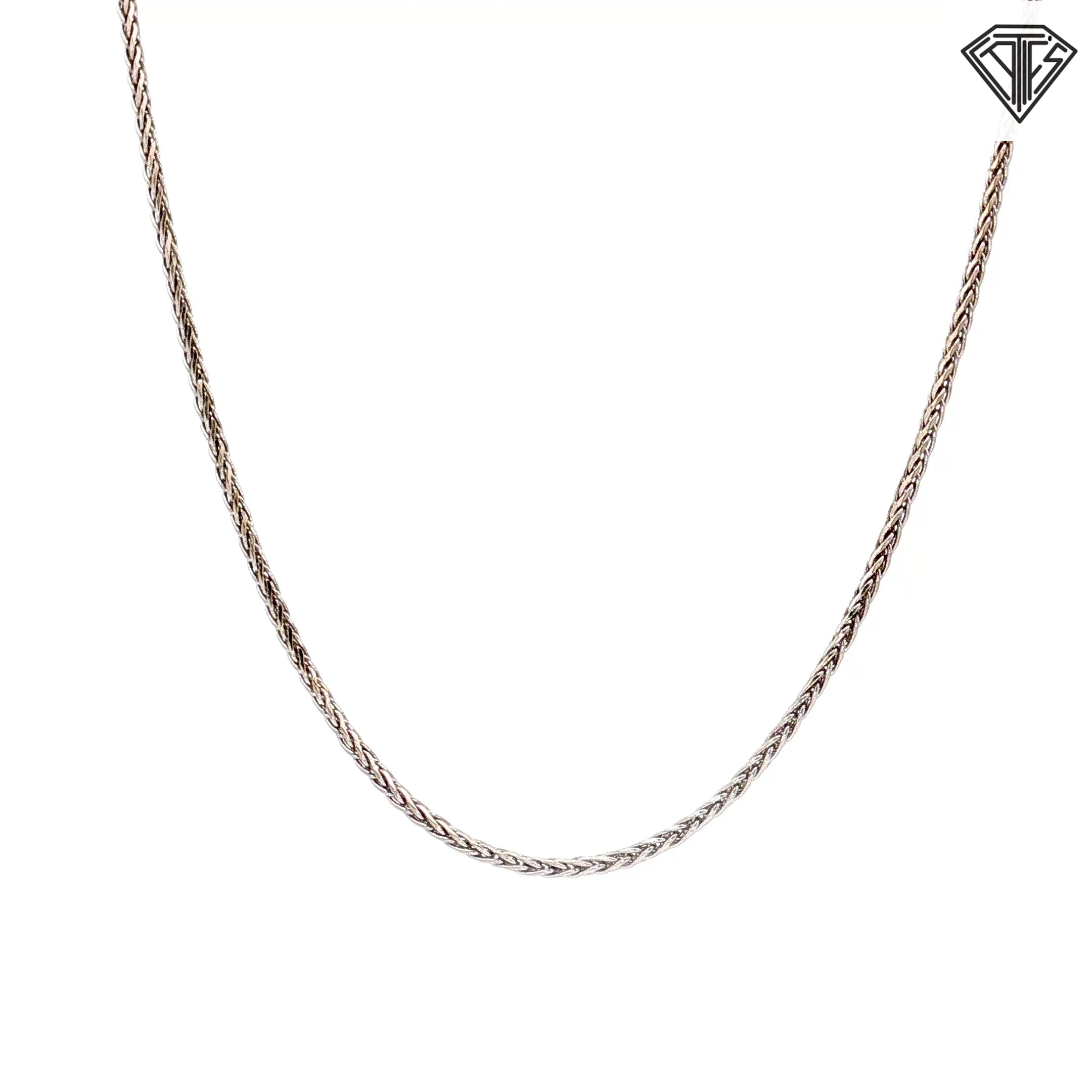 14k White Gold Diamond-Cut Spiga 18"inch 3.4 gram
