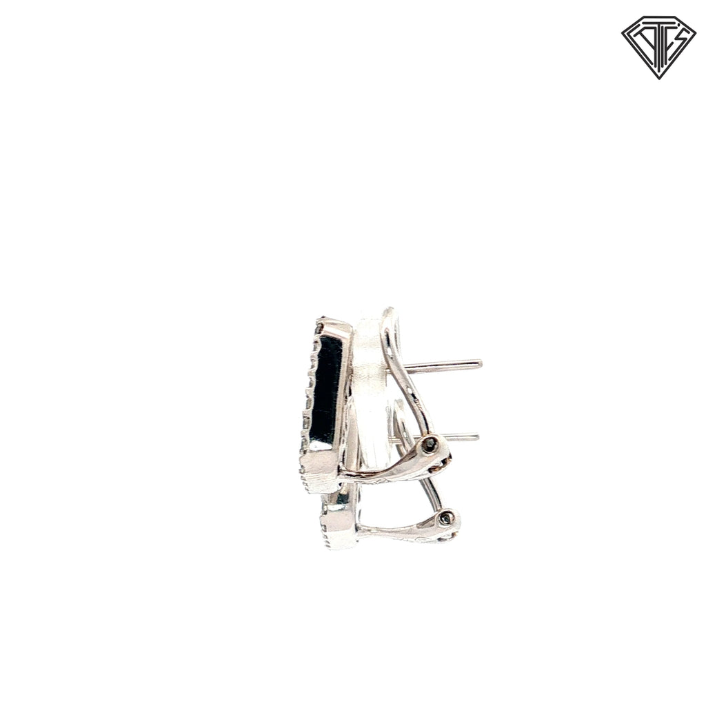18k White Gold 2.10ct F VS1 Baguette and Round Invisible Set with Diamond Halo / Clip Back Earrings